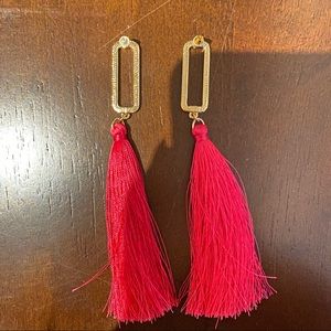 Forever 21 Hot pink tassel earrings
